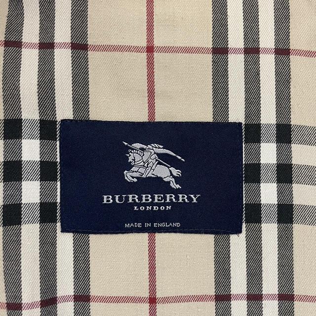 Burberry London Navy Blue Nova Check Single Breasted Trench Coat