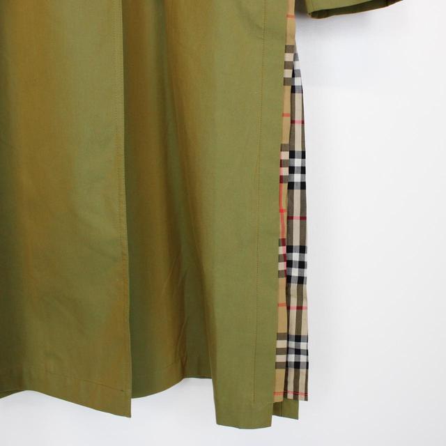 Burberry Green Nova Check Side-Slit Single Breasted Belted Gabardine Trench Coat