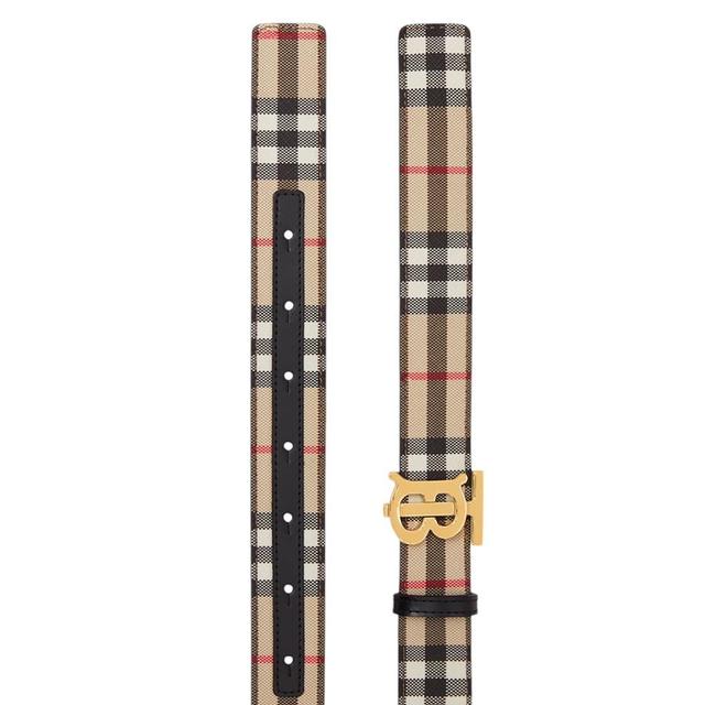 Burberry Beige and Black TB Nova Check Reversible Belt