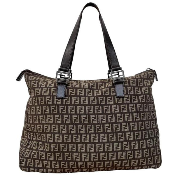 Fendi Zucchino Monogram Brown Canvas Tote Bag