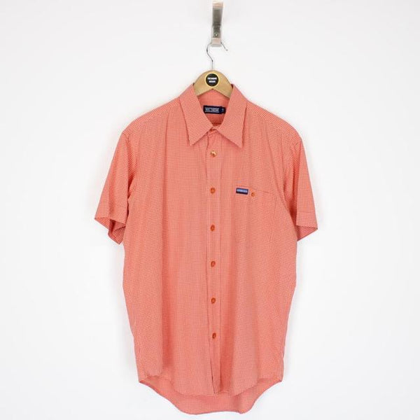 Vintage 90s Nigel Cabourn Orange and Cream Short Sleeve Gingham Check Shirt