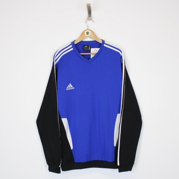 Vintage 00’s Adidas Blue, Black and White Spellout Sweatshirt Jumper