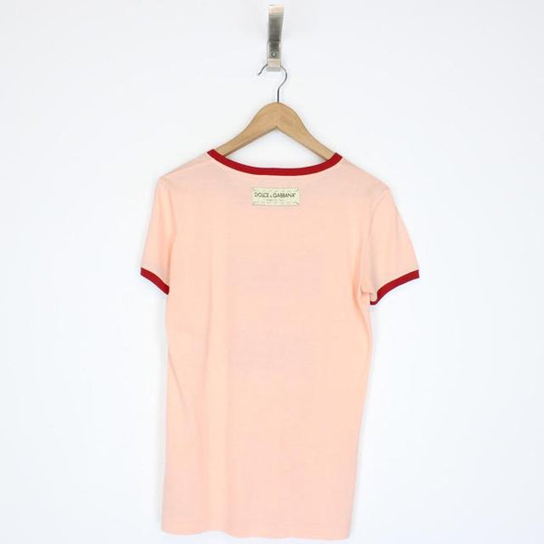 Dolce &amp; Gabbana Peach Orange and Red Short Sleeve T-Shirt