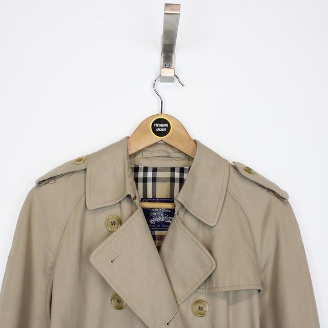 Vintage 90s Burberry Tan Brown Nova Check Double Breasted Belted Trench Coat