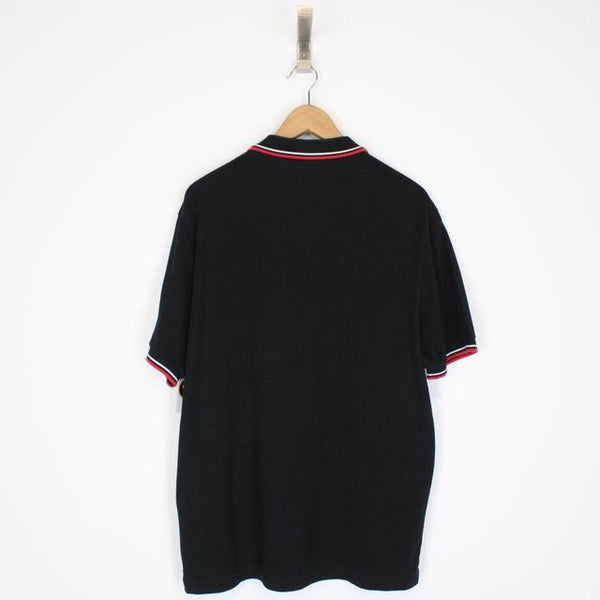 Prada Black Short Sleeve Cotton Pique Polo Shirt