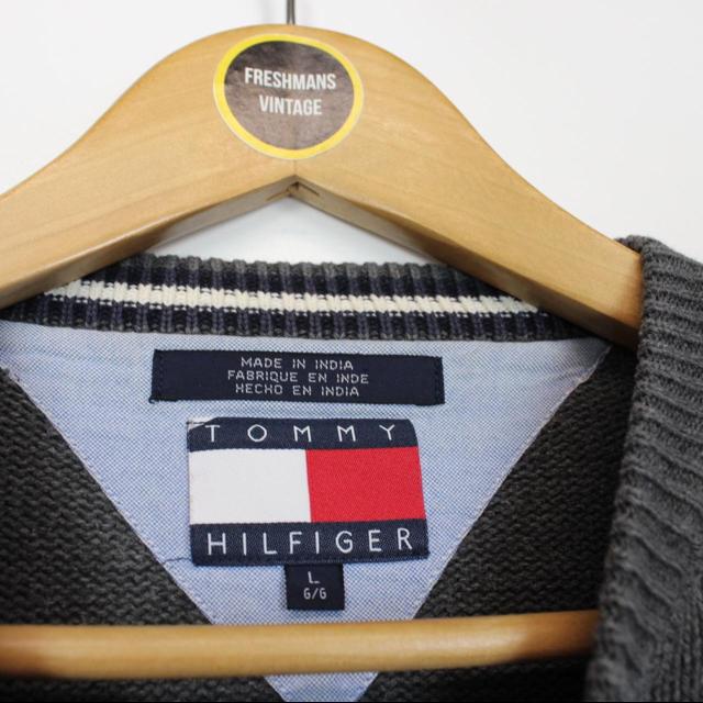 Vintage 00s Tommy Hilfiger Grey Cotton Knit Sweatshirt Jumper