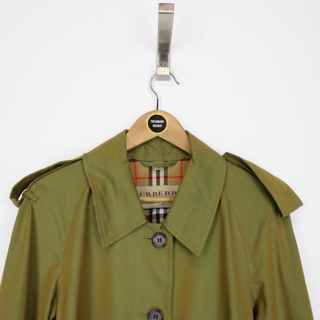 Burberry Green Nova Check Side-Slit Single Breasted Belted Gabardine Trench Coat