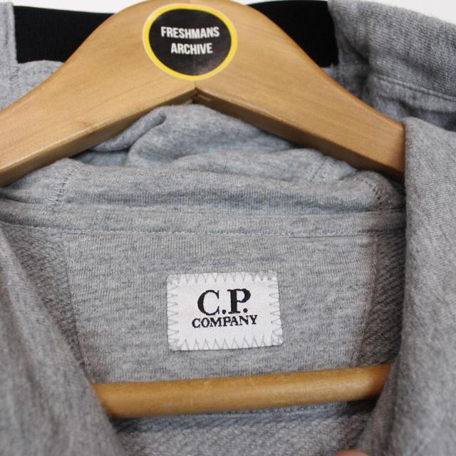 CP Company Grey Diagonal Fleece Cotton Hoodie Jumper