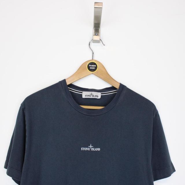 Stone Island SS 2022 Navy Blue Short Sleeve Logo Print T-Shirt