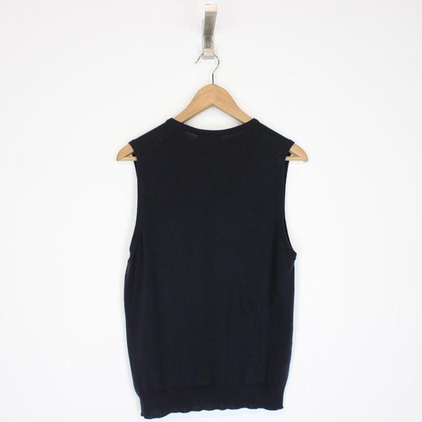 Emporio Armani Navy Blue Cotton Knit Sweater Vest