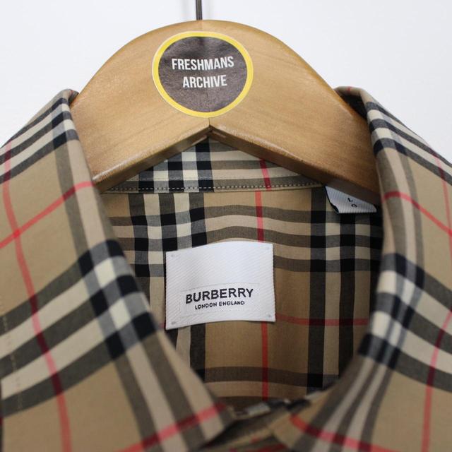 Burberry London Tan Brown Nova Check Long Sleeve Cotton Shirt