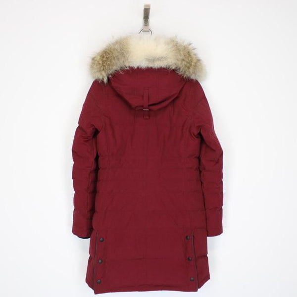 Canada Goose Burgundy Lorette Parka Down Coat with Fur Trim