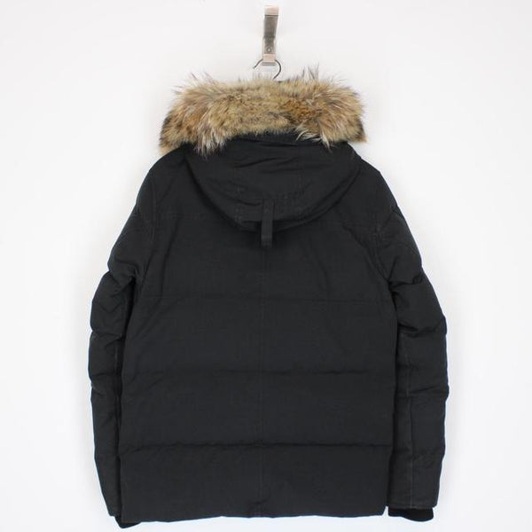 Canada Goose Black Wyndham Parka Down Jacket with Fur Trim