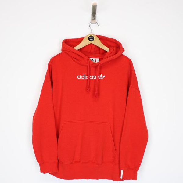 Adidas Red and White Pullover Spellout Hoodie Jumper