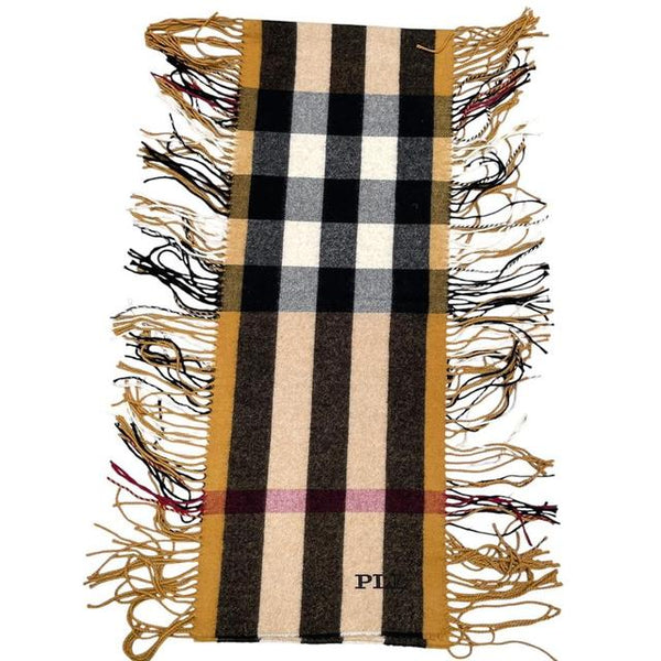 Burberry Prorsum Multicoloured Nova Check Cashmere Wool Fringe Scarf