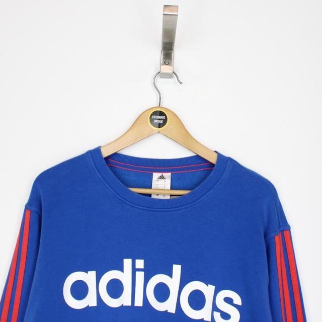 Adidas Blue and White Spellout Sweatshirt Jumper