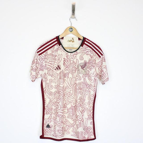 Adidas Mexico 2022/23 Burgundy and Cream Away Short Sleeve Football Shirt