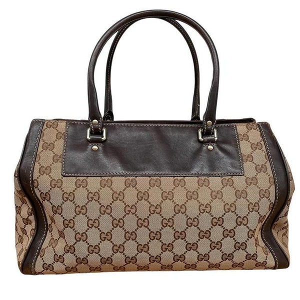 Gucci Brown and Beige GG Monogram Flower Tote Handbag