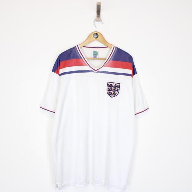 England 1982 Score Draw Remake White Home Short Sleeve Football Shirt