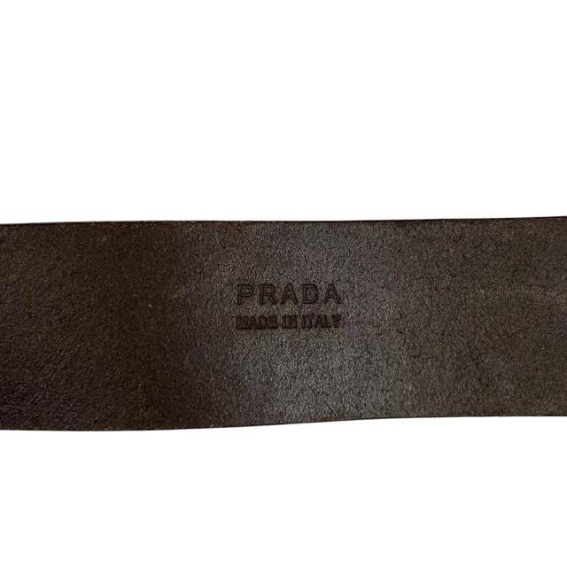 Prada Brown and Gold Leather Belt