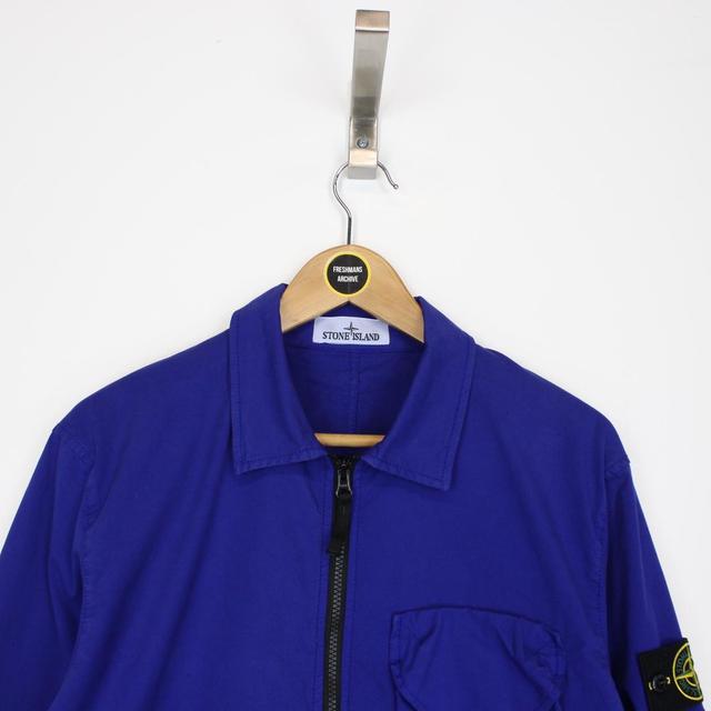 Stone Island AW 2023 Blue Bellows Cotton Overshirt Jacket