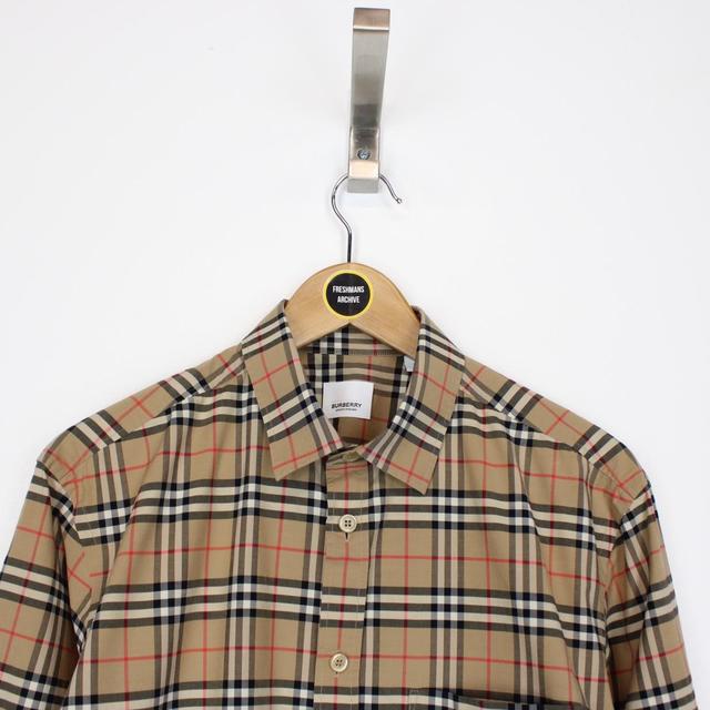 Burberry London Tan Brown Nova Check Long Sleeve Cotton Shirt