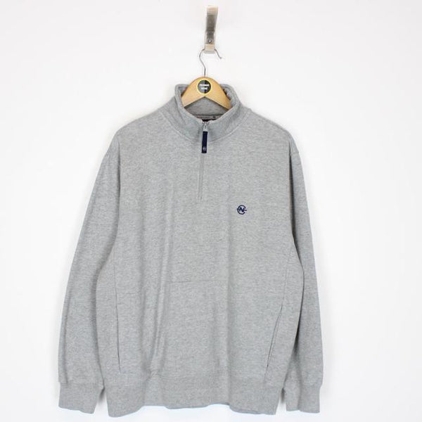 Vintage 00s Nautica Competition Grey 1/4 Zip Sweatshirt Jumper