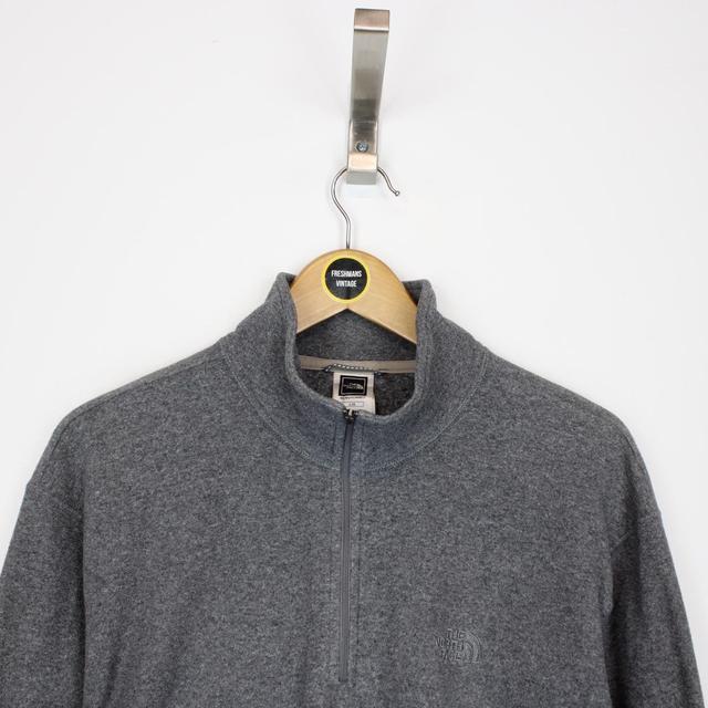 The North Face Grey 1/4 Zip Spellout Fleece Jumper