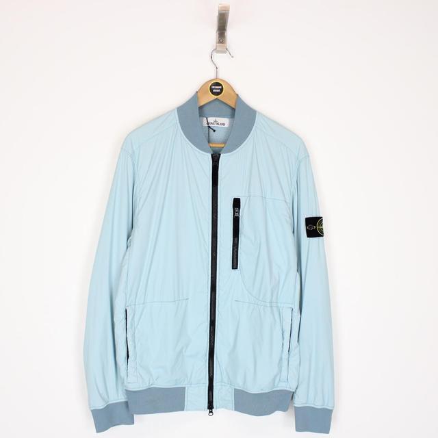 Stone Island SS 2022 Blue Full Zip Skin Touch Nylon-TC Polartec Jacket