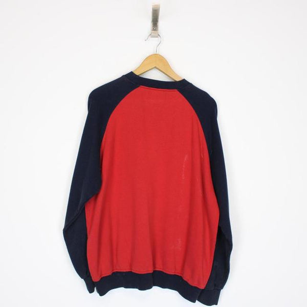 Vintage 90s Kappa Red and Navy Blue Sweatshirt Jumper