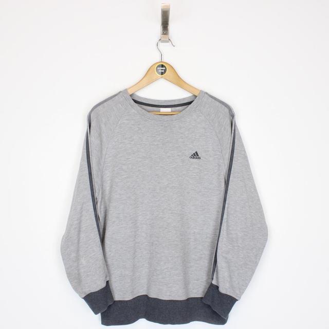 Vintage 00s Adidas Grey Spellout Sweatshirt Jumper