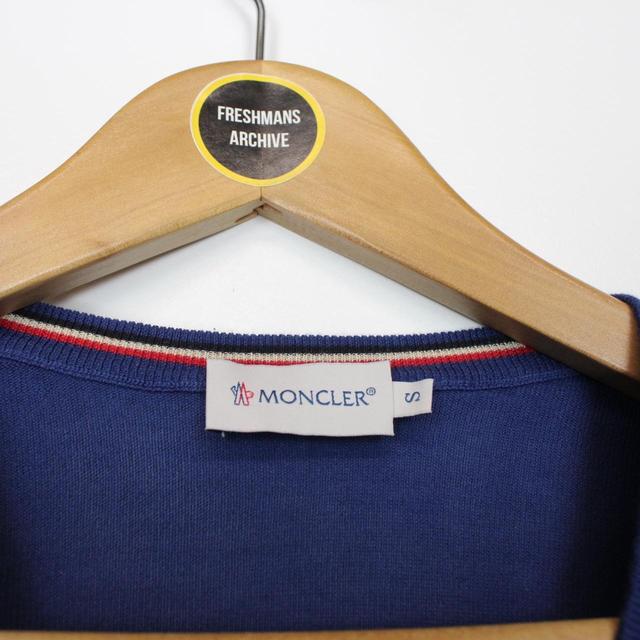 Moncler Maglia Tricot Blue Cotton Knit V-Neck Jumper