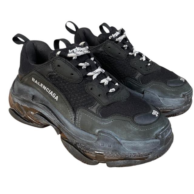 Balenciaga Triple S Black Pre-Distressed Mesh Trainers