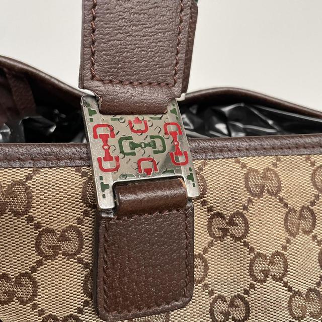 Gucci Brown and Beige GG Monogram Sherry Line Canvas Handbag