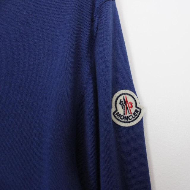 Moncler Maglia Tricot Blue Cotton Knit V-Neck Jumper