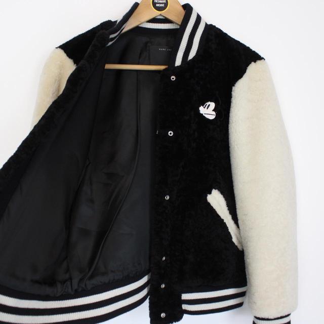 Marc Jacobs x Disney Black and Cream Sherling Fur Varsity Jacket