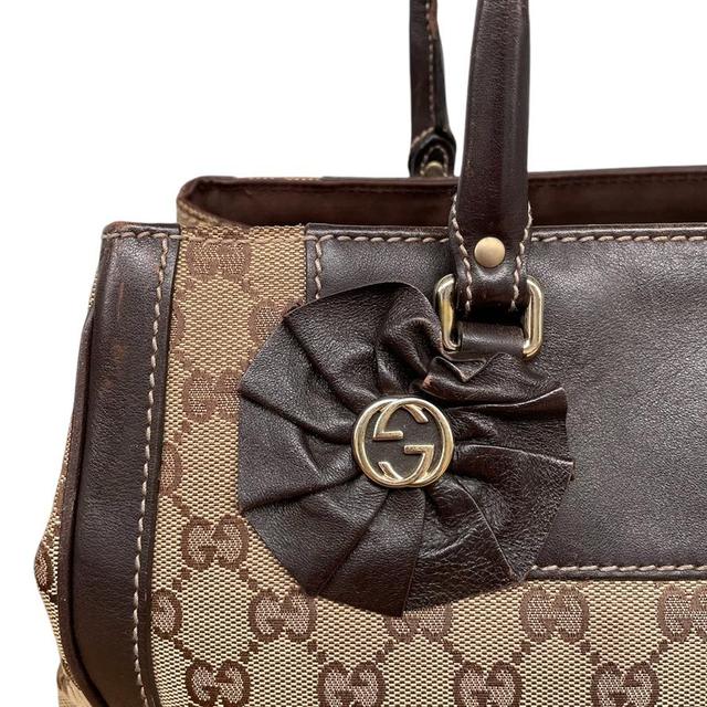 Gucci Brown and Beige GG Monogram Flower Tote Handbag