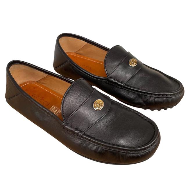 Gucci Black Interlocking G Leather Moccasins Loafers