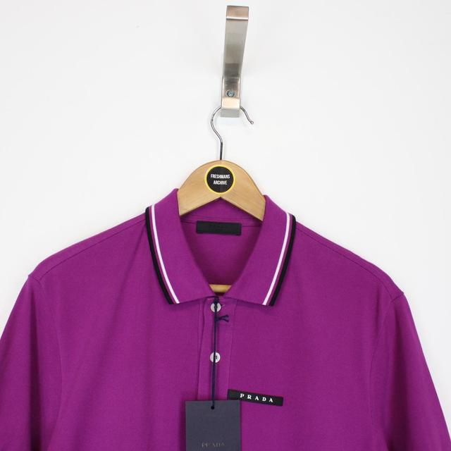 Prada Purple Short Sleeve Cotton Pique Polo Shirt