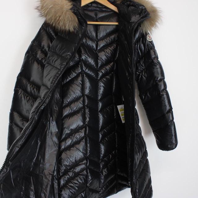 Moncler Fulmar Black Long Down Jacket with Fur Trim Hood