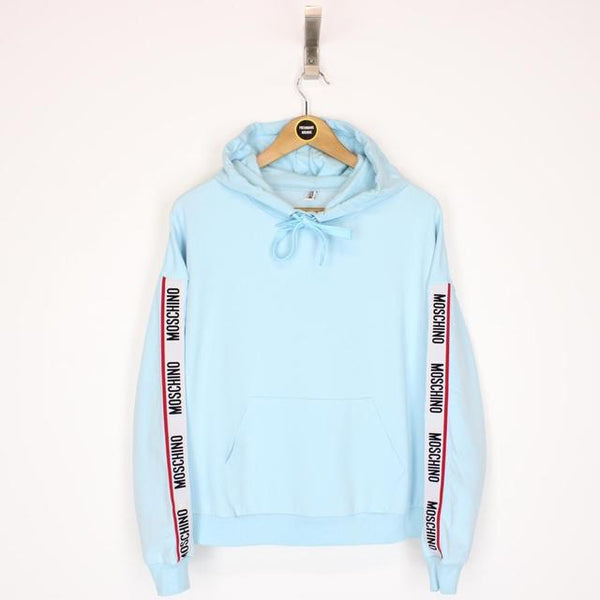 Moschino Underwear Light Blue Tape Logo Arm Hoodie Jumper