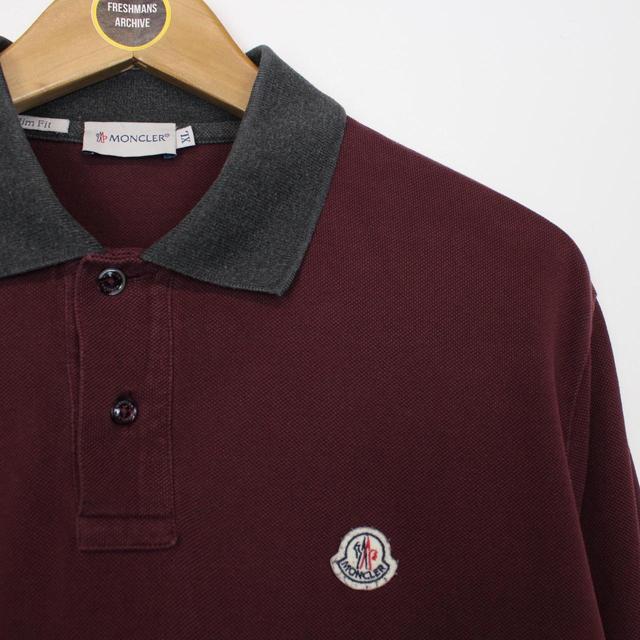 Moncler Maglia Manica Lunga Burgundy Long Sleeve Polo Shirt