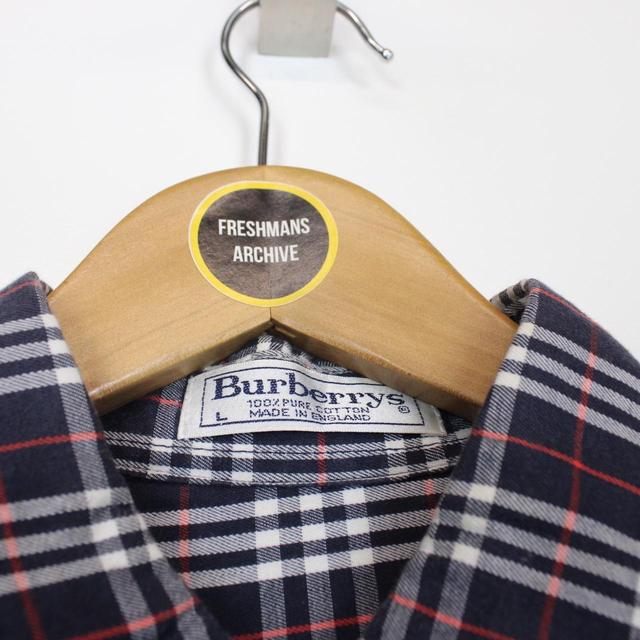 Vintage 90s Burberry London Navy Blue Nova Check Long Sleeve Shirt