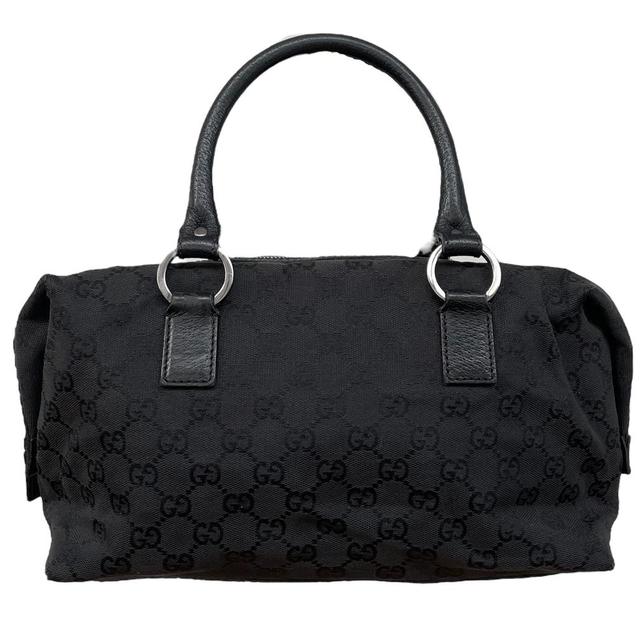 Gucci Black GG Monogram Canvas and Leather Boston Bag