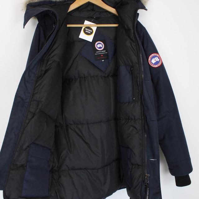 Canada Goose Navy Blue Chateau Parka Down Jacket with Fur Trim