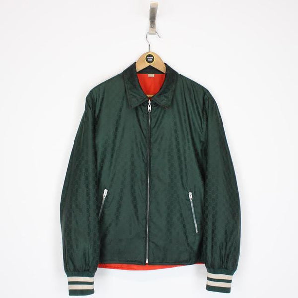 Gucci Green and Orange GG Monogram Reversible Nylon Jacket