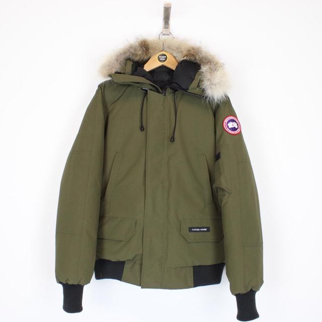 Canada Goose Green Chilliwack Bomber Down Jacket with Fur Trim