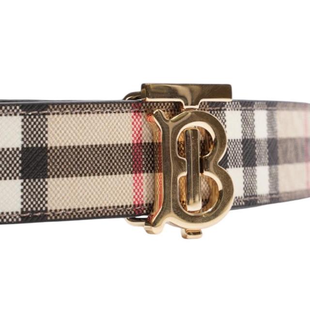 Burberry Beige and Black TB Nova Check Reversible Belt