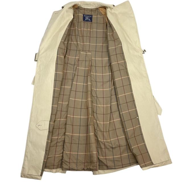 Vintage 90s Burberry Beige and Khaki Green Nova Check Single Breasted Trench