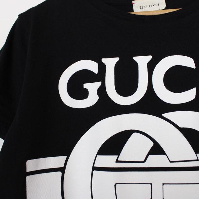 Gucci Black and White Logo Print Short Sleeve T-Shirt